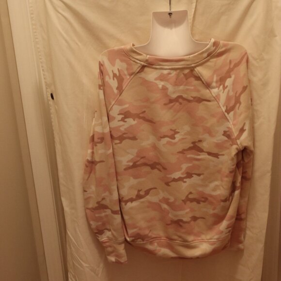 LOU & Grey Camo Sweatshirt Women's Medium Pink Soft Terry Crew Neck Long Sleeve - Picture 3 of 9